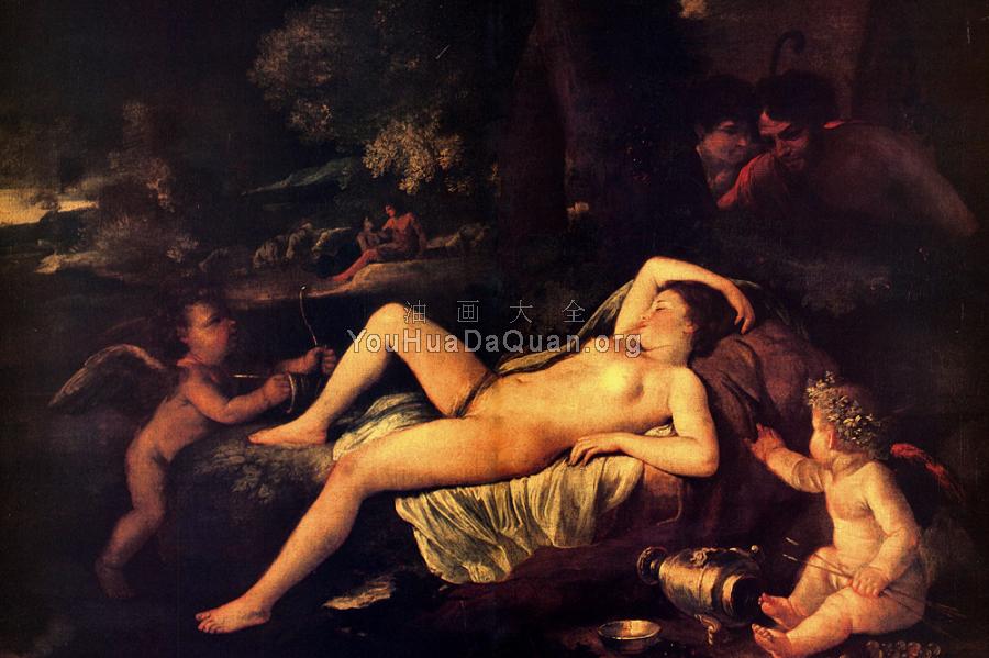 Sleeping Venus and Cupid - 尼古拉斯·普桑